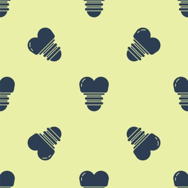 Mavi Diş implantı ikonu sarı arka planda izole edilmiş pürüzsüz desen. Vektör İllüstrasyonu