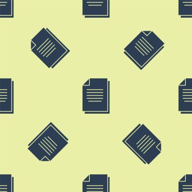 Mavi Belge simgesi sarı arkaplandaki kusursuz deseni izole etti. Dosya simgesi. Kontrol listesi simgesi. İş konsepti. Vektör İllüstrasyonu
