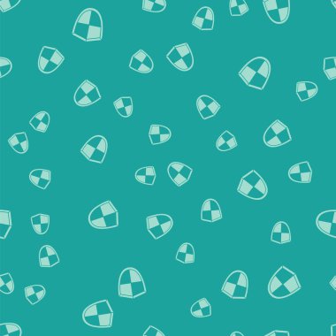 Yeşil Kalkan simgesi yeşil arka planda izole edilmiş kusursuz desen. Gardiyan. Güvenlik, güvenlik, koruma, gizlilik kavramı. Vektör İllüstrasyonu