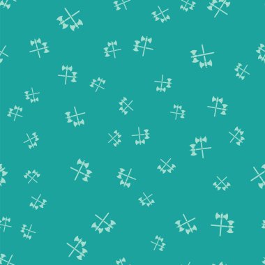 Yeşil Haç Ortaçağ balta simgesi yeşil arka planda izole edilmiş pürüzsüz desen. Savaş baltası, cellat baltası. Vektör İllüstrasyonu