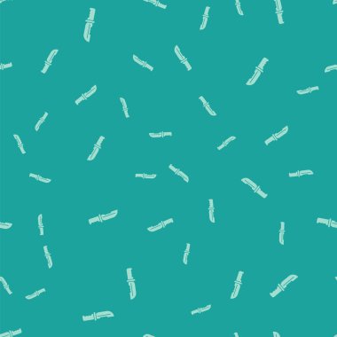 Green Military knife icon isolated seamless pattern on green background. Vector Illustration