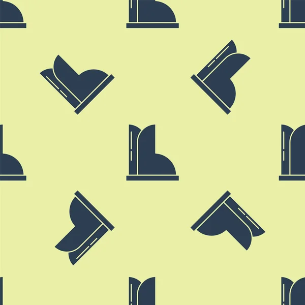 Ícone de bota de borracha impermeável azul isolado padrão sem costura no fundo amarelo. Gumboots para tempo chuvoso, pesca, jardinagem. Ilustração vetorial — Vetor de Stock