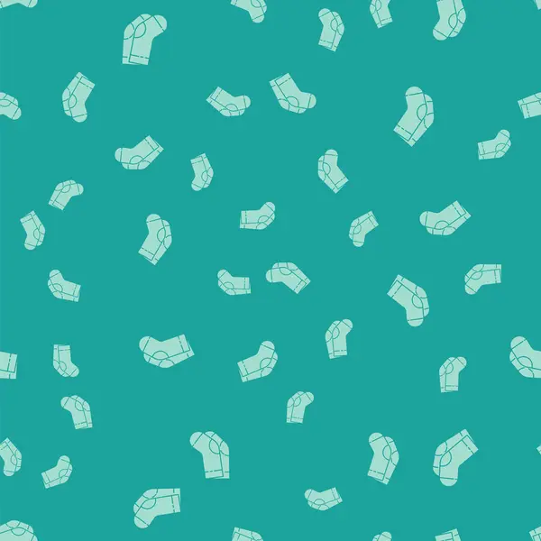 Green Socks icon isolated seamless pattern on green background. Vector Illustration — Stok Vektör