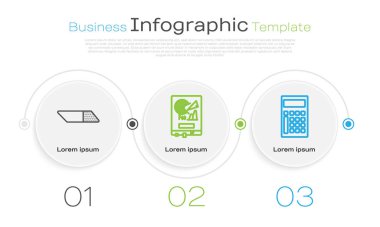 Çizgi silici ya da kauçuk, grafik çizelgesi ve hesap makineli tahta. Ticari bilgi şablonu. Vektör