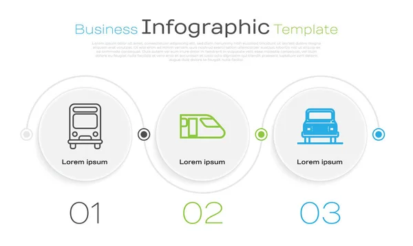 Establecer línea de autobús, tren y coche. Plantilla de infografía empresarial. Vector — Vector de stock