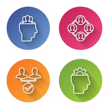 Hat Proje Ekibi Üssü, Proje Ekibi Üssü, Proje Ekibi Üssü ve İnsan teçhizatı hazır olsun. Renkli daire düğmesi. Vektör