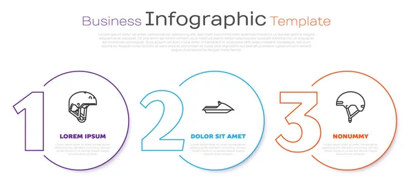 Set line Helmet, Jet ski and Helmet. Business infographic template. Vector — Stock Vector