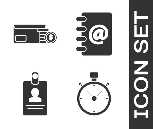 Set Stopwatch, Bright stadium lights, American Football ball and stopwatch and Address book icon. Vector — 스톡 벡터
