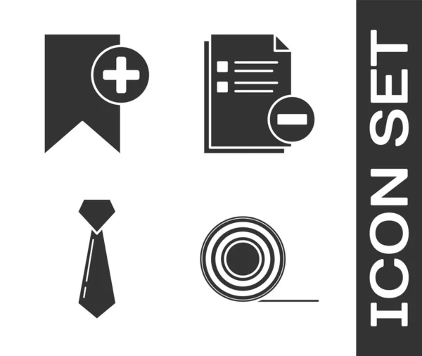 Set Scotch, Bladwijzer, Tie en Document met minicoon. Vector — Stockvector