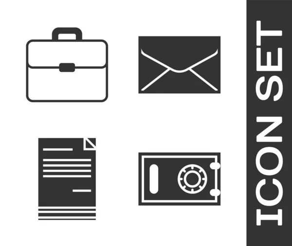 Stel Veilig, Briefcase, Document en Envelop pictogram. Vector — Stockvector