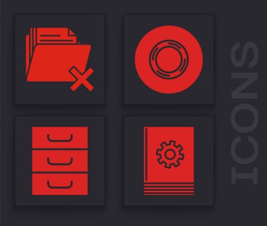 Kullanıcı el kitabını, klasörü, belge simgesiyle Scotch ve Drawer 'ı sil. Vektör