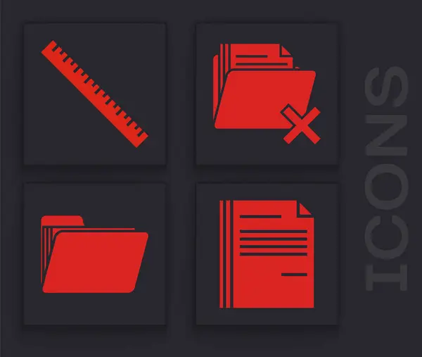 Установите File document, Ruler, Delete folder и Document folder icon. Вектор — стоковый вектор