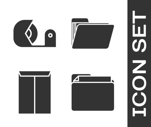 Set Document folder, Scotch, Envelope and Document folder icon. Vector — 스톡 벡터