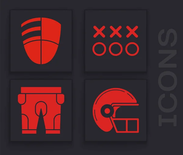 Set casque de football américain, modèle de logo de club de football, concept de stratégie de planification et icône de short de football américain. Vecteur — Image vectorielle