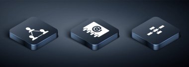 Isometric Project ekip tabanını, İş hiyerarşisi organogram grafiklerini ve adres defteri simgesini ayarla. Vektör