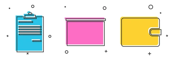 设置文档、黑板和钱包图标. B.病媒 — 图库矢量图片