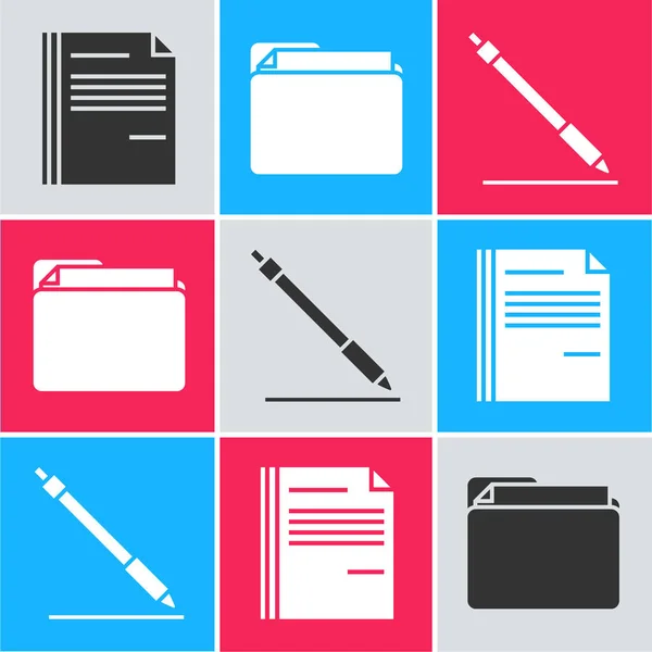 Set File document, Document folder and Pen line icon. Vector — 스톡 벡터