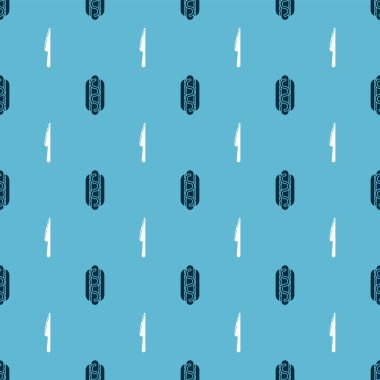 Hotdog sandviçini hardal ve bıçakla kusursuz bir şekilde hazırla. Vektör