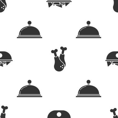 Nachos 'u tabağa koyun, tavuk budu ve kusursuz bir yemek tepsisiyle kaplayın. Vektör