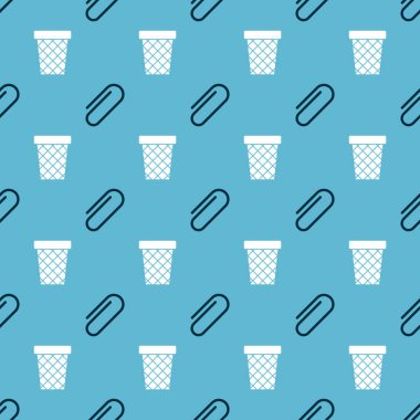 Kağıt raptiyesini ve çöp tenekesini pürüzsüz desene ayarla. Vektör