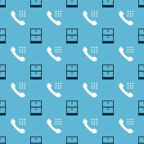Set Archive papers drawer and Telephone handset on seamless pattern. Vector — 스톡 벡터