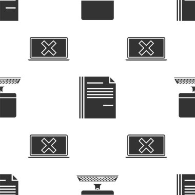 Bilgisayar monitörünü klavye, Dosya belgesi ve dizüstü bilgisayarla kusursuz desen üzerinde çapraz işaretle ayarla. Vektör