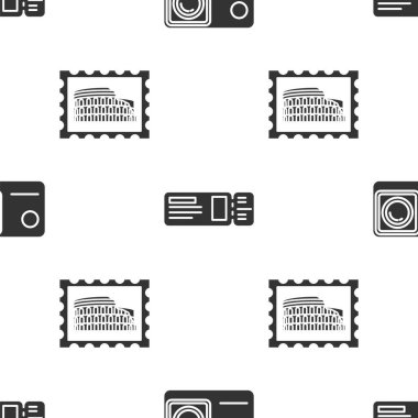 Action ekstrem kamerası, seyahat bileti ve posta pulu ve Stadyumu sorunsuz bir şekilde ayarlayın. Vektör