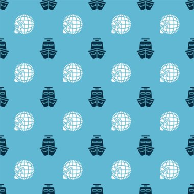 Ship and Globe 'u kusursuz uçakla ayarlayın. Vektör