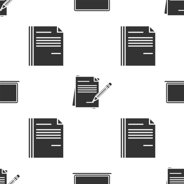 Imposta computer portatile, notebook e matita vuoti con gomma e documento File sul modello senza soluzione di continuità. Vettore — Vettoriale Stock