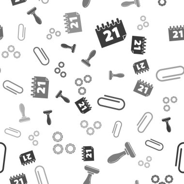 Takvim, Pul, Ataç ve Takvim 'i kusursuz desen üzerine ayarla. Vektör