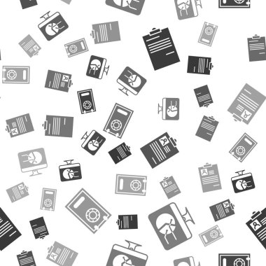 Belgeyi ayarla, grafik grafikli bilgisayar monitörü, özgeçmişi olan pano ve kusursuz desen üzerinde güvenli. Vektör