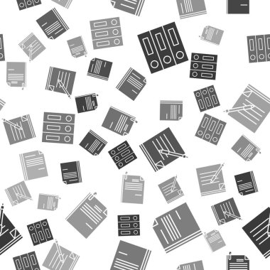 Ofis dizinlerini kağıtlar ve belgeler, Dosya belgesi, boş defter ve kalem ve Dosya belgesi ve pürüzsüz desen üzerine ataç ile ayarla. Vektör