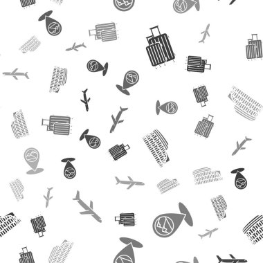 Seyahat için bavul, dağlı harita işaretleyicisi, Roma 'da kolezyum, İtalya ve düzlem kusursuz desenli. Vektör