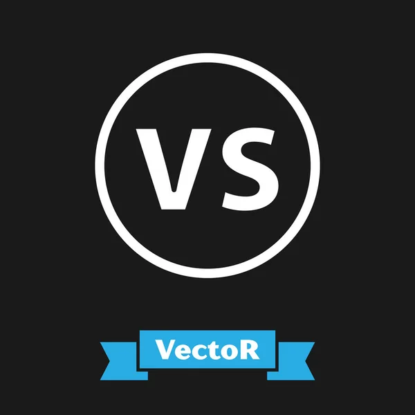 Ícone de batalha branco VS Versus isolado no fundo preto. Competição vs jogo, batalha marcial vs esporte. Ilustração vetorial — Vetor de Stock