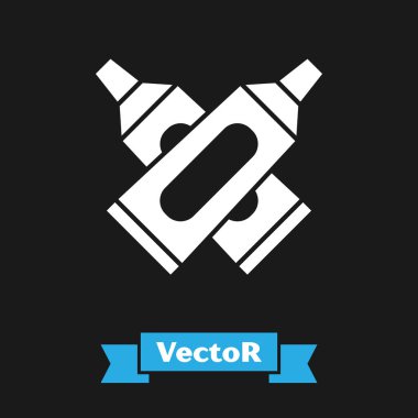 Siyah zemin üzerinde beyaz çapraz diş macunu simgesi izole edilmiş. Vektör İllüstrasyonu