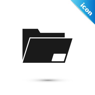 Beyaz arka planda yalıtılmış Siyah Belge klasör simgesi. Muhasebe bağlayıcı sembolü. Muhasebe yönetimi. Vektör İllüstrasyonu