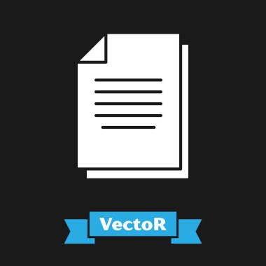 Siyah arka planda yalıtılmış Beyaz Belge simgesi. Dosya simgesi. Denetim listesi simgesi. İş konsepti. Vektör İllüstrasyonu