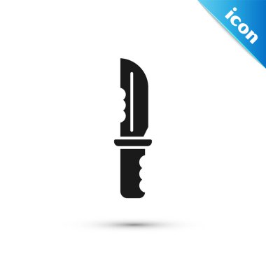 Siyah Askeri bıçak simgesi beyaz arka plan üzerinde izole. Vektör İllüstrasyonu