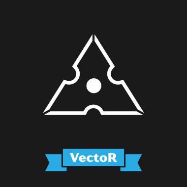 Beyaz Japon ninja shuriken simgesi siyah arkaplanda izole edildi. Vektör İllüstrasyonu