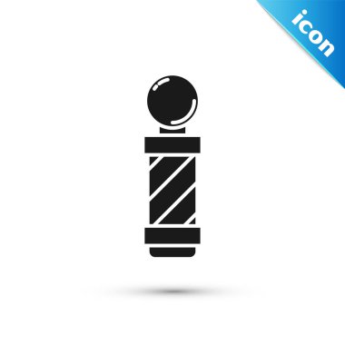 Siyah Klasik Berber dükkan kutup simgesi beyaz arka plan üzerinde izole. Berber dükkanı direği sembolü. Vektör İllüstrasyonu