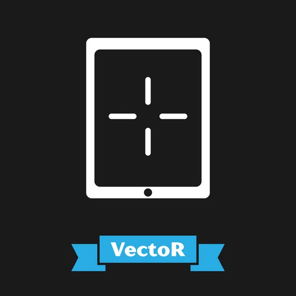 Icono de consola de videojuegos portátil blanca aislado sobre fondo negro. Señal de mando. Concepto de juego. Ilustración vectorial — Vector de stock