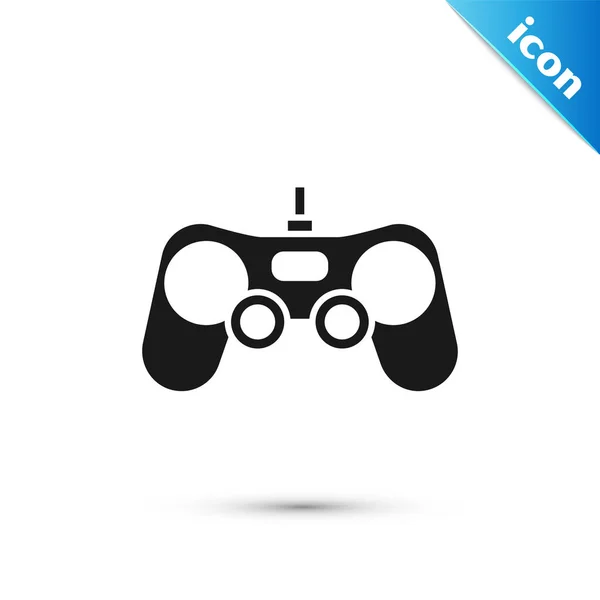 Ícone Gamepad preto isolado no fundo branco. Controlador de jogo. Ilustração vetorial —  Vetores de Stock