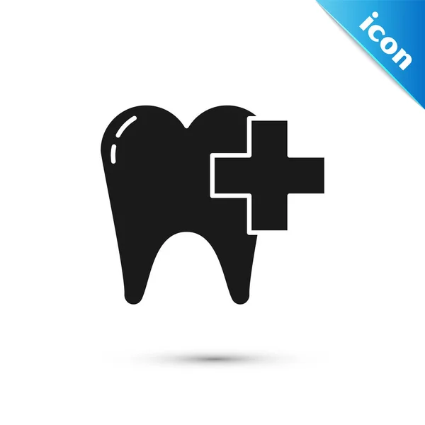 Clínica dental negra para el cuidado dental icono del diente aislado sobre fondo blanco. Ilustración vectorial — Vector de stock
