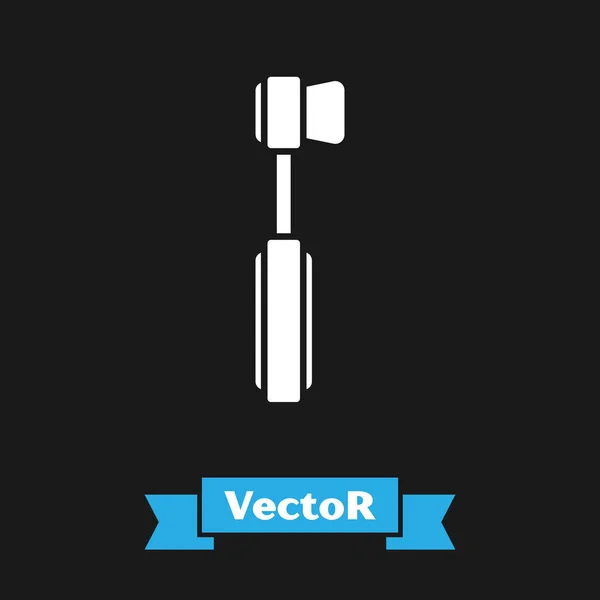 Weißes Zahnbürstensymbol isoliert auf schwarzem Hintergrund. Vektorillustration — Stockvektor