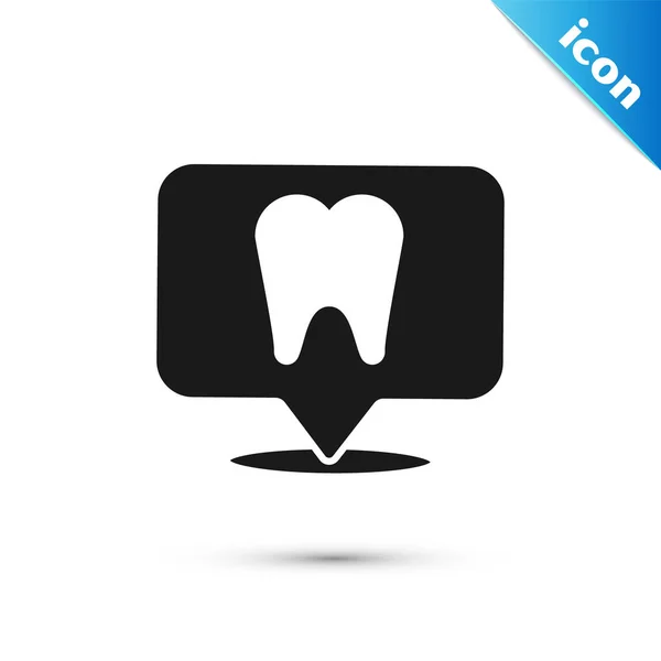 Icono de ubicación clínica dental negra aislado sobre fondo blanco. Ilustración vectorial — Vector de stock