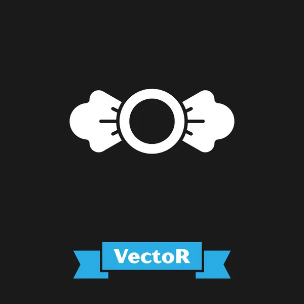 Icono de caramelo blanco aislado sobre fondo negro. Ilustración vectorial — Vector de stock