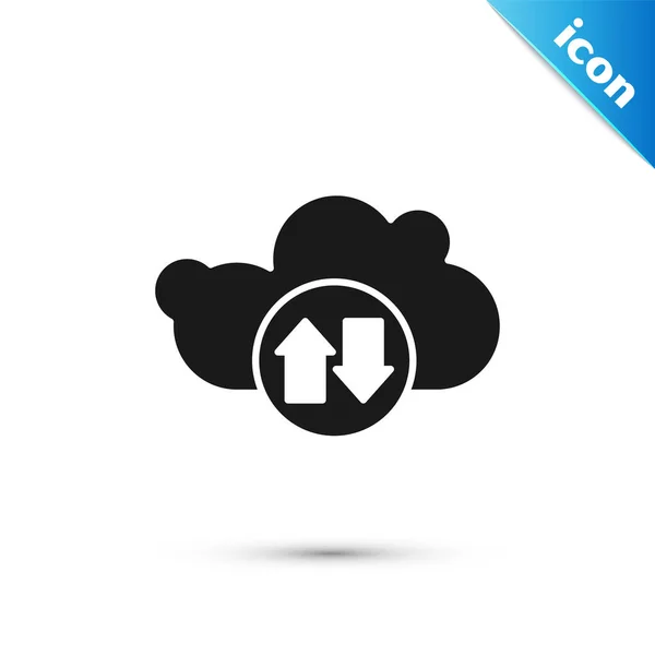 Black Cloud download e upload ícone isolado no fundo branco. Ilustração vetorial —  Vetores de Stock