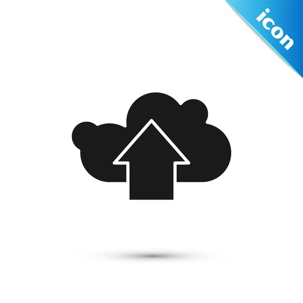 Black Cloud upload icon isolated on white background. Vector Illustration — Stock Vector