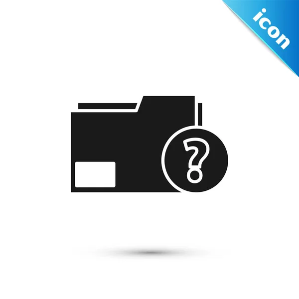 Black Unknown document folder icon isolated on white background. File with Question mark. Hold report, service and global search sign. Vector Illustration — 스톡 벡터