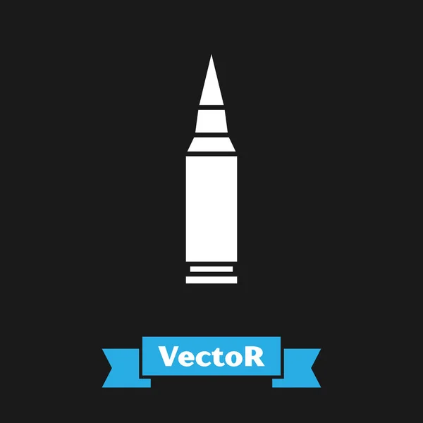 Icono de bala blanca aislado sobre fondo negro. Ilustración vectorial — Vector de stock